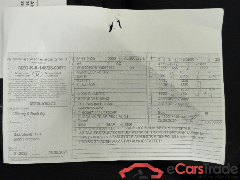 C -Klasse T-Modell C 220 d 4Matic T (205.215) 143KW AT9 E6d