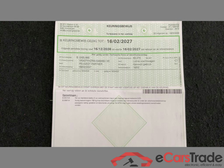 PEUGEOT Partner Van Swb Dsl Partner 1.5 BlueHDi L1 STD Heavy Prem.S/S(EU6.2 #4
